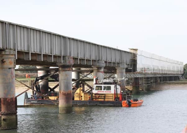 Maintenance work on Shoreham railway bridge. Picture: Eddie Mitchell SUS-161014-144048001