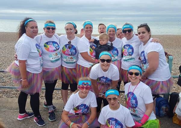 Wives and girlfriends from the Woodward family doing the Colour Run in Brighton