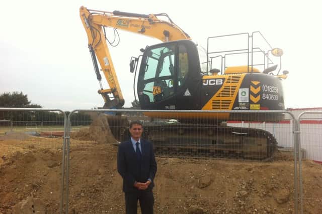 David Etherton, executive headteacher at St Nicolas and St Mary CE Primary School in Shoreham, outside the school where nine classrooms are being built