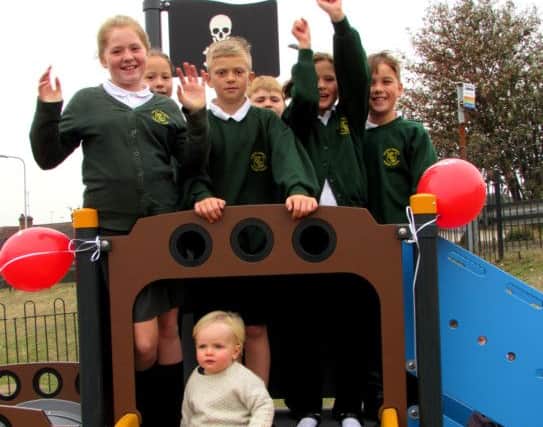 Opening of refurbished play area in St George's Road, Bexhill. Children from Chantry Community Primary School SUS-161017-100452001