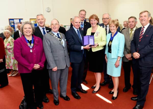 David Bettiss (chairman of Ferring Conservation Group) receiving the award from Lord Lieutenant, Susan Pyper and other dignitaries and group members