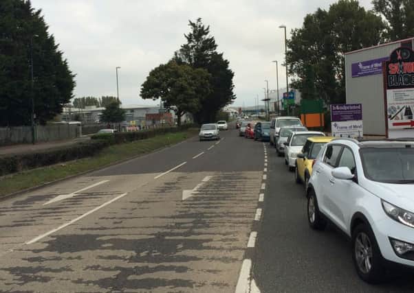 Pictures sent in by Peter Spicer from Yeomans, showing cars backed up onto the A29 Shripney Road