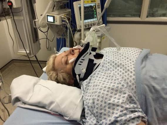 Margaret Pattenden in hospital after the crash
