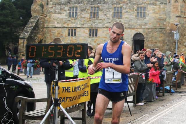 An exhausted Rhys Boorman finishes third. Picture courtesy Alan Roberts