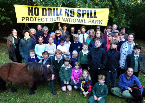Protesters at Stansted opposing the Markwells Wood oil drilling plans. By Kate Shemilt ks16001125-1
