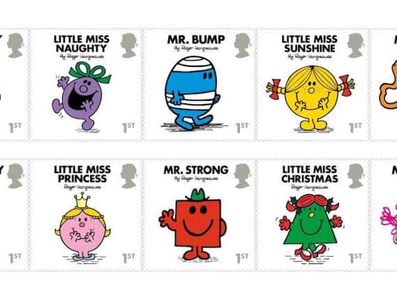 The full set of Mr Men stamps