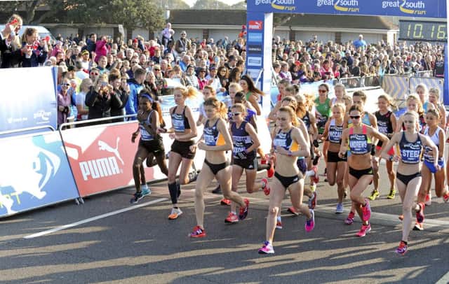 Racers get going in Sunday's Great South Run. Picture: Malcolm Wells