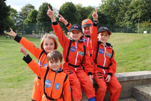 Oakwood astronaut, from left to right: Lilly Adams, Henry Aspinall-Nessling, Maddie Ronnquist, Sam Hardie and Nathan Ronnquist