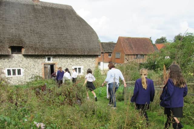 Exploring the kitchen garden at The Weald & Downland Open Air Museum
