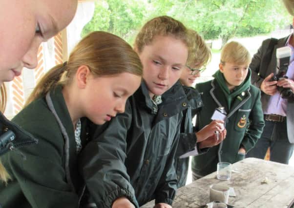 Transition Chichester workshop pupils planting seeds in newspaper pots