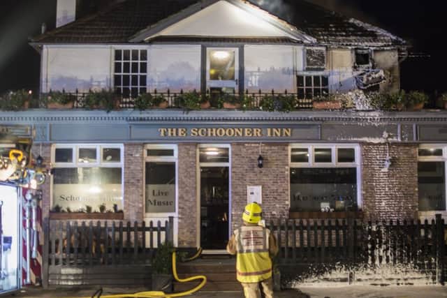 Fire at Schooner Inn pub. Photo by Ash Pilkington
