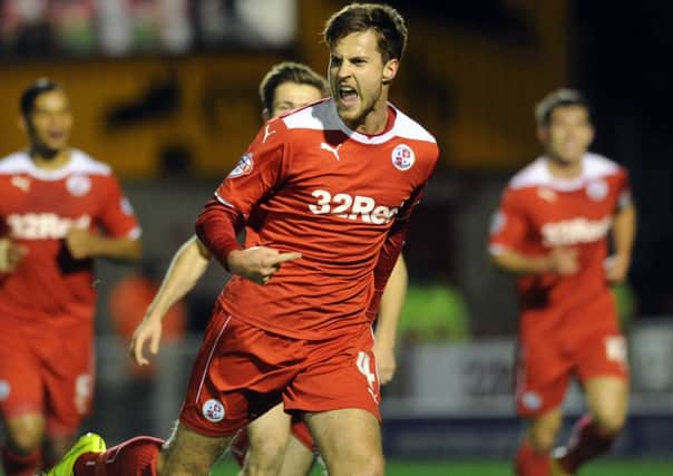 Crawley Town V Walsall 21-10-14. Conor Henderson celebrates his goal (Pic by Jon Rigby) PPP-141022-105705004