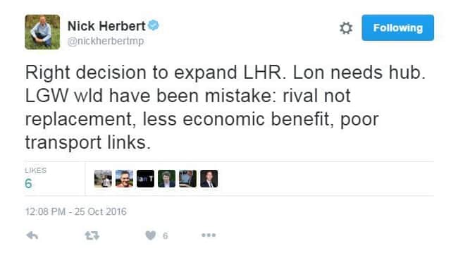 Arundel and South Downs MP Nicker Herbert's Tweet