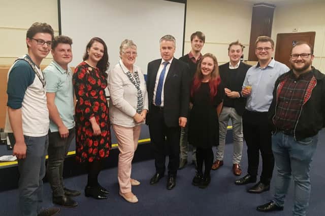 Tim Loughton with Shirley Robinson-Viney, Worthing youth mayor David Price (far left) and seven former youth mayors