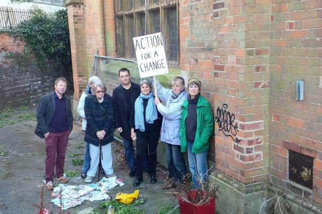 Portland Steps residents and Liberal Democrat campaigner Nick Perry outside St Marys Railway Mission Hall SUS-161027-110409001