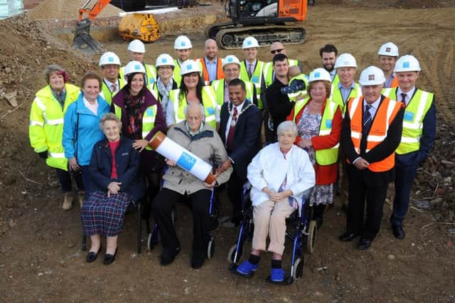 Haywards Heath town mayor marks start of work on new Â£13.5million care home off Butlers Green by burying a time capsule. Pic Steve Robards  SR1631999 SUS-161026-155045001