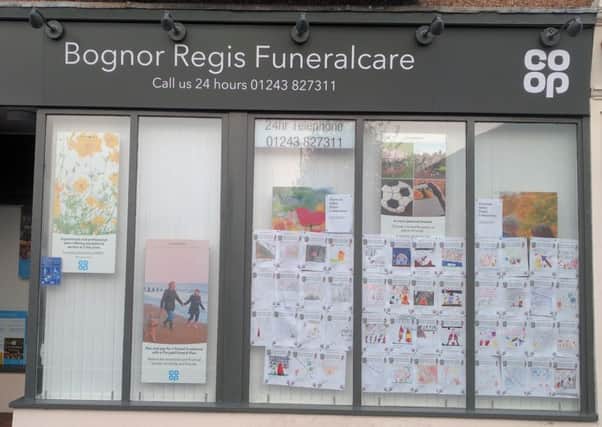 Posters on display at Bognor Regis Funeralcare