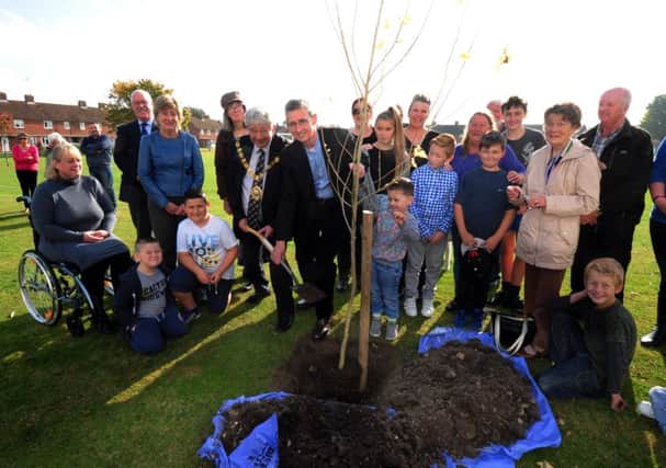The mayor of Chichester Peter Budge, joined Dave Tilley to plant a tree dedicated to Dave's hard work and dedication to Whyke Oval