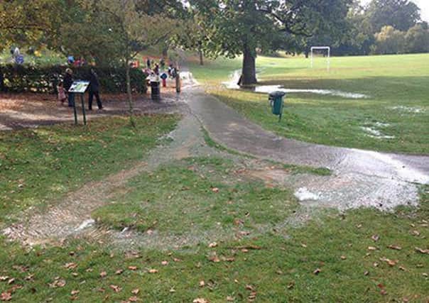 The pipe burst at around noon (October 27) near the play area in Victoria Park.