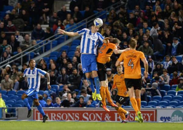Lewis Dunk is back for Brighton after serving a one-match suspension. Picture: Phil Westlake