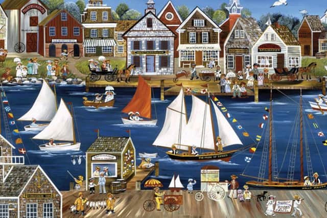 This delightful painting of Lewes in Sussex County, Delaware, USA, is by Carol Dyer. The town is on the shore of the Atlantic Ocean and was so-named by William Penn who was no stranger to Sussex in England. Which makes it rather puzzling that he gave the name Seaford to an inland town in Delaware!