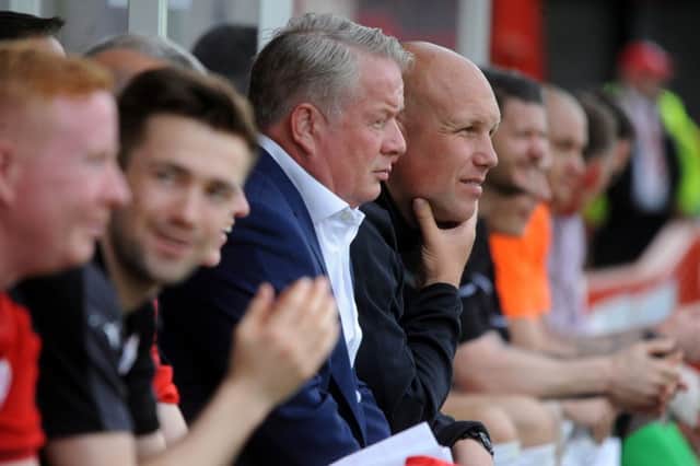 Crawley Town FC Manager Dermot Drummy and his assistant Matt Gray. 07-05-16. Pic Steve Robards  SR1613200 SUS-160705-170557001