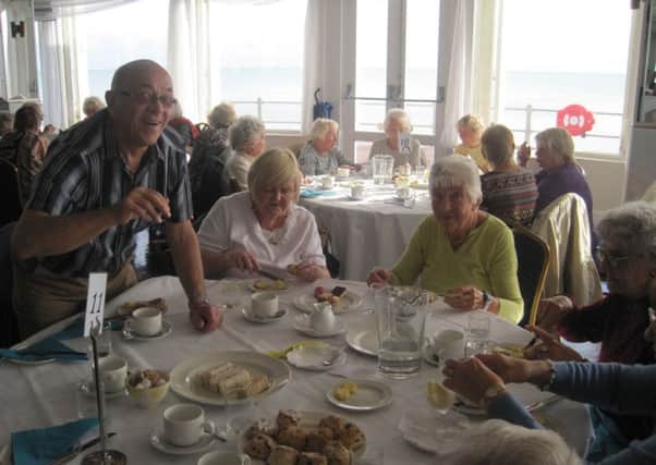 Enjoying a fun afternoon at the Grand Tea Party held by Hastings and St Leonards Seniors' Forum at Azur, St Leonards. SUS-160111-134501001