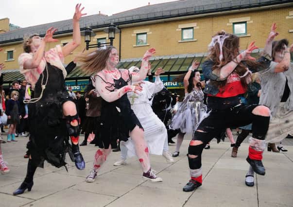 Tomboogie do the 'Thriller' dance in Queens Square, Priory Meadow Shopping Centre. Photo by Tony Coombes