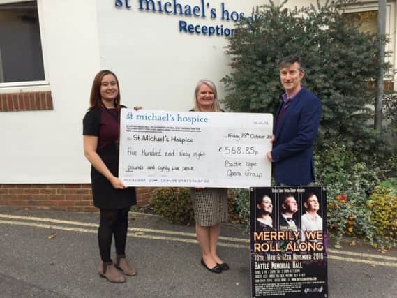 Battle Light Opera's donation to St Micheal's Hospice SUS-160111-114443001