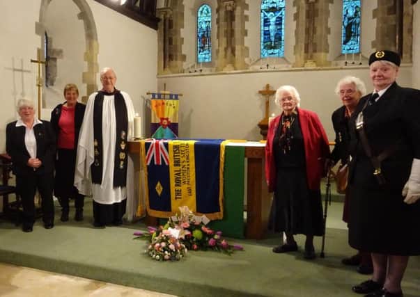 (Left to right) Christine Taylor, vice chairman of the East Preston Royal British Legion Women's Section; Janet Pidgeon, chairman; Father David Farrant; Ann James, secretary; Pam Twine, committee member; Carol Oxley, county secretary and standard bearer. Pictured at St Mary's Church, East Preston.