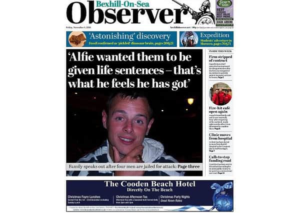 The front page of today's Bexhill Observer
