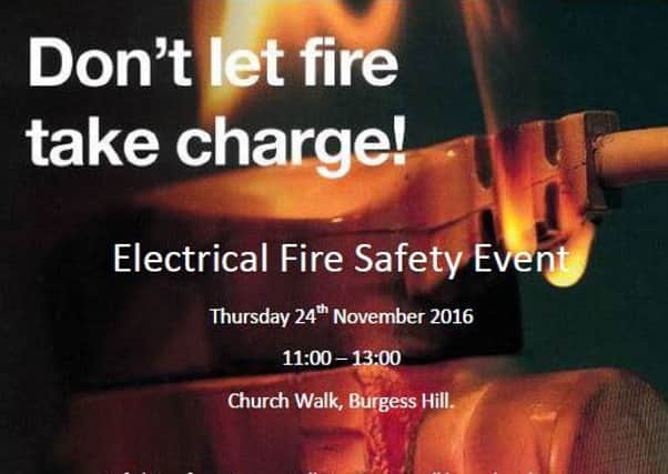 The safety event is being held at Church Walk, Burgess Hill, from 11am to 1pm, on Thursday, November 24. Picture: Burgess Hill Fire Station.