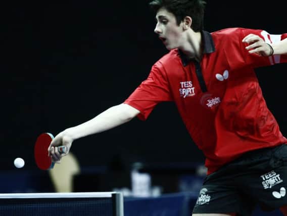 Josh Bennett in action at the Hungarian Open. Picture courtesy of the ITTF