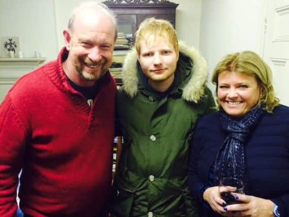 Ed Sheeran with Charles and Rebecca Wycherley