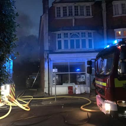 Firefighters are at the scene of a building in Meads Street. Photo by Peter Slydel