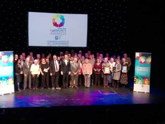 The Community Awards 2016 winners and sponsors gather on The Capitol Horsham stage