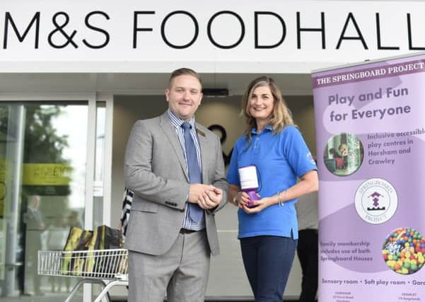 Marks and Spencer Foodhall staore manager Adam North with Su Parrish service delivery manager at the Springboard Project - picture submitted
