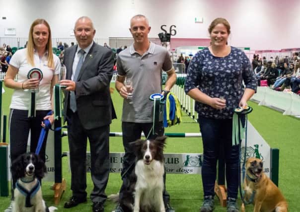 Large Agility Starters Cup winners at Eukanuba Discover Dogs - 1st place Jenni York from Crawley (far left) - credit- Yulia Titovets and the Kennel Club