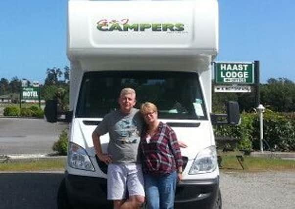 Ben and Pam Awcock with their replacement campervan in New Zealand