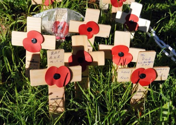 Remembrance Sunday crosses in Shoreham, 2013