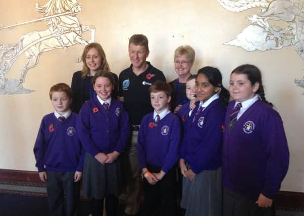Six pupils from St Catherines Catholic Primary School in Littlehampton met British astronaut Tim Peake and other space experts