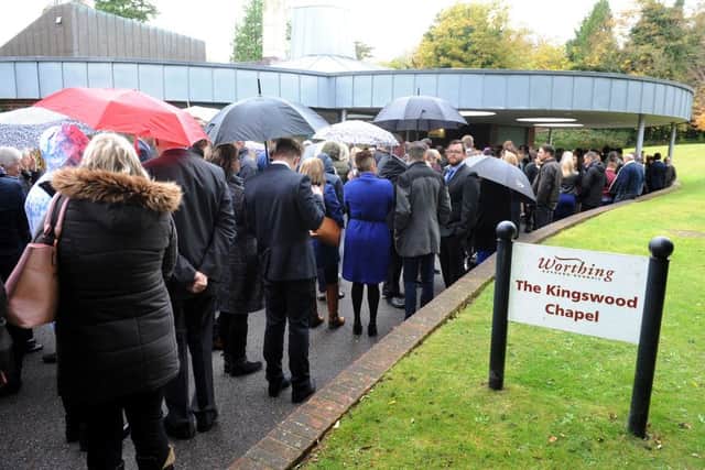 Crowds at the funeral of Sam Hedger
