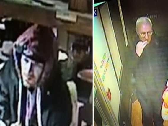 Police have released CCTV images of two men suspected of stealing Poppy Appeal donation boxes from Sussex businesses