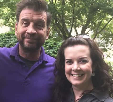 Nick Knowles with Rachel Levy, of Big Foot Systems