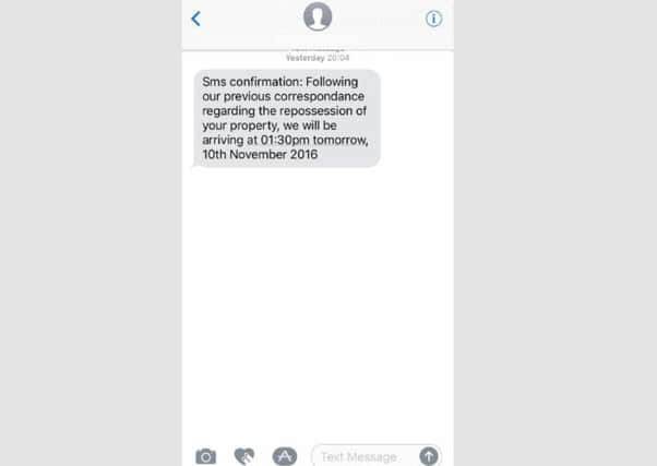 A scam text sent to a Sussex resident