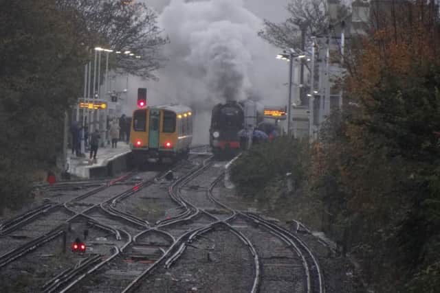 The Royal Wessex steam train passed through railway stations across Sussex on Saturday. Picture: Chris Mantell