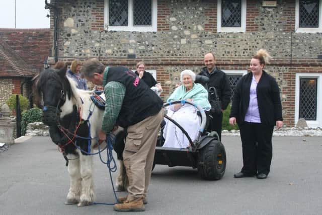 Residents experience a pony and trap ride, without the need for wheelchair users to leave their seats