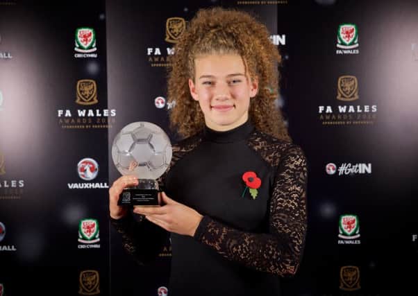 CARDIFF, WALES - Tuesday, November 8, 2016: Womens Young Player of the Year Winner Bronwen Thomas during the FAW Awards Dinner at the Vale Resort. (Pic by David Rawcliffe/Propaganda)