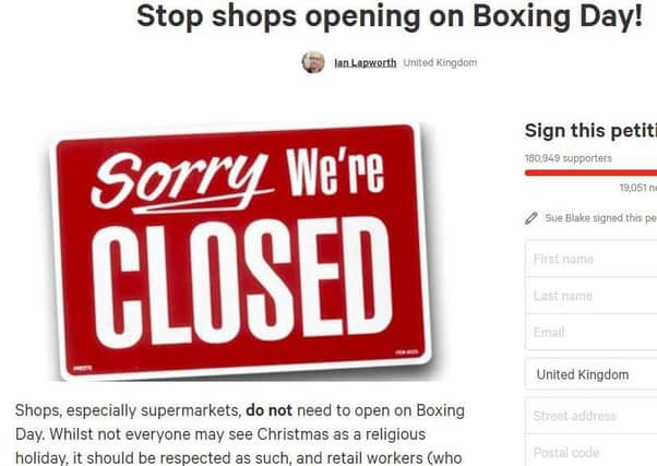 The online Boxing Day petition