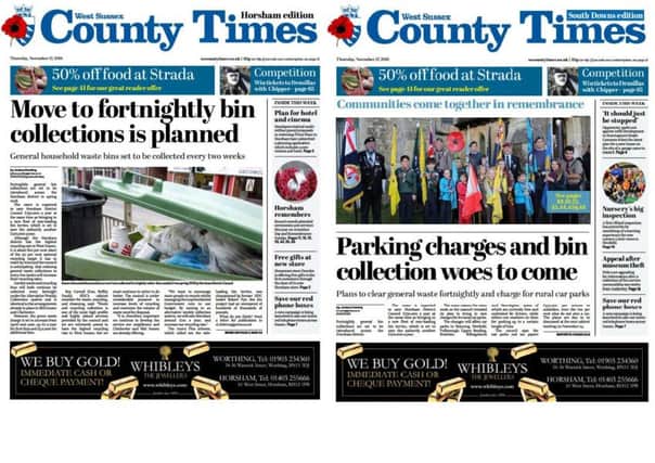 Front pages of the West Sussex County Times (Thursday November 17 edition)